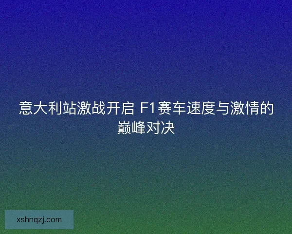 意大利站激战开启 F1赛车速度与激情的巅峰对决