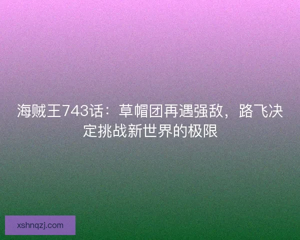 海贼王743话：草帽团再遇强敌，路飞决定挑战新世界的极限