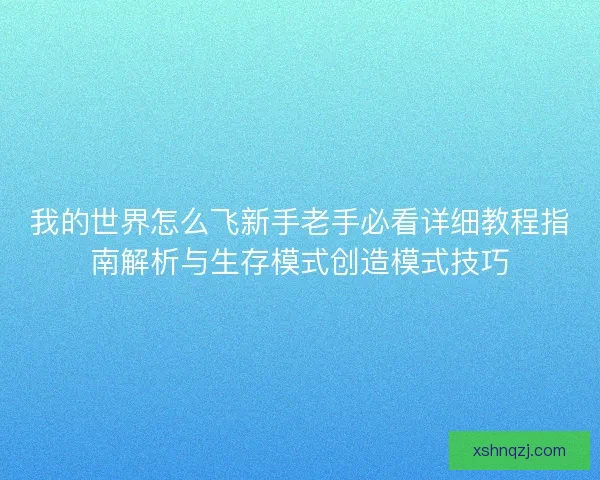 我的世界怎么飞新手老手必看详细教程指南解析与生存模式创造模式技巧