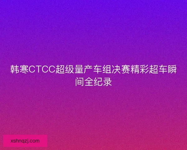 韩寒CTCC超级量产车组决赛精彩超车瞬间全纪录