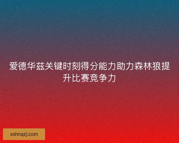 爱德华兹关键时刻得分能力助力森林狼提升比赛竞争力